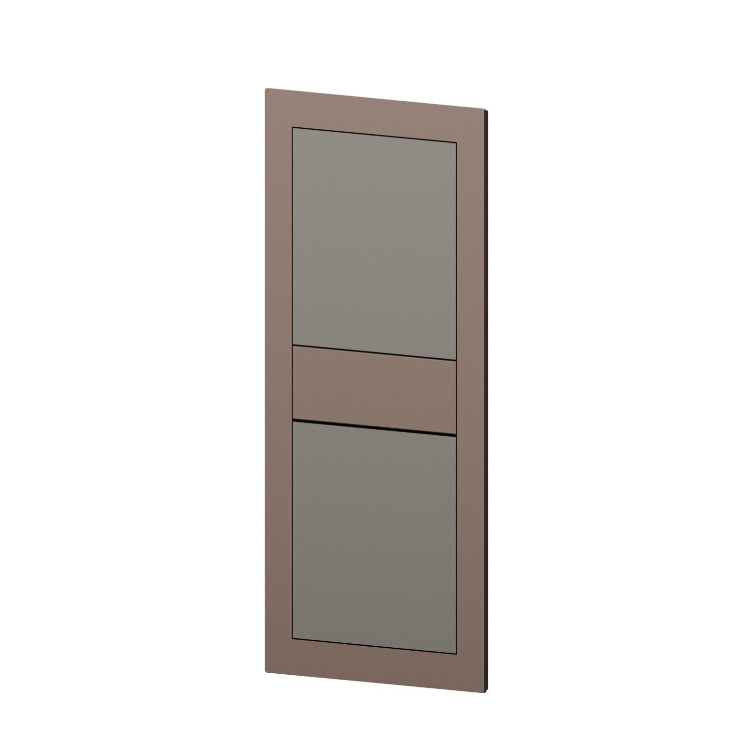 Façade murale du mitigeur, pour le réglage du débit et température qui peut être
associée à un bec ou à un ciel de pluie - finition Titanium Satin + Copper Glossy