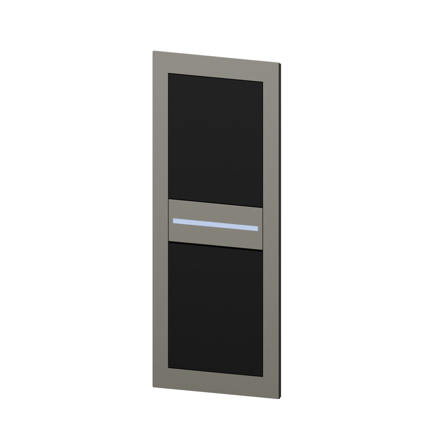 Façade murale du mitigeur, pour le réglage du débit et température qui peut être associée à
un bec ou à un ciel de pluie - finition Matt black + Titanium Satin
