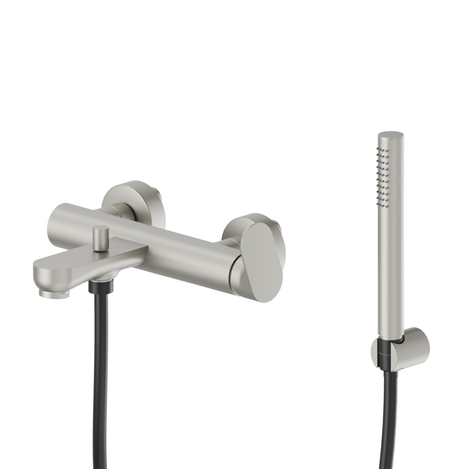 Complete bath group with fixed shower holder, PVC flexible, hand shower - finish Titanium Satin
