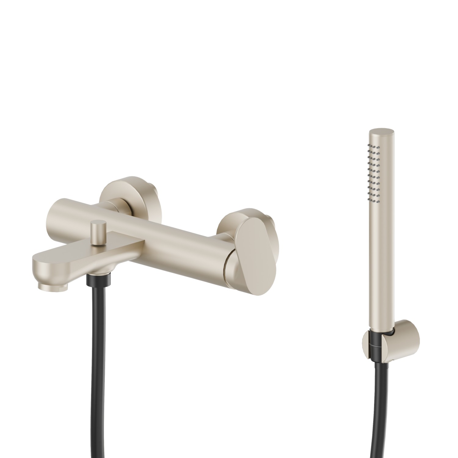 Gruppo vasca esterno completo di supporto fisso, flessibile in PVC e doccetta - finitura Gold Satin
