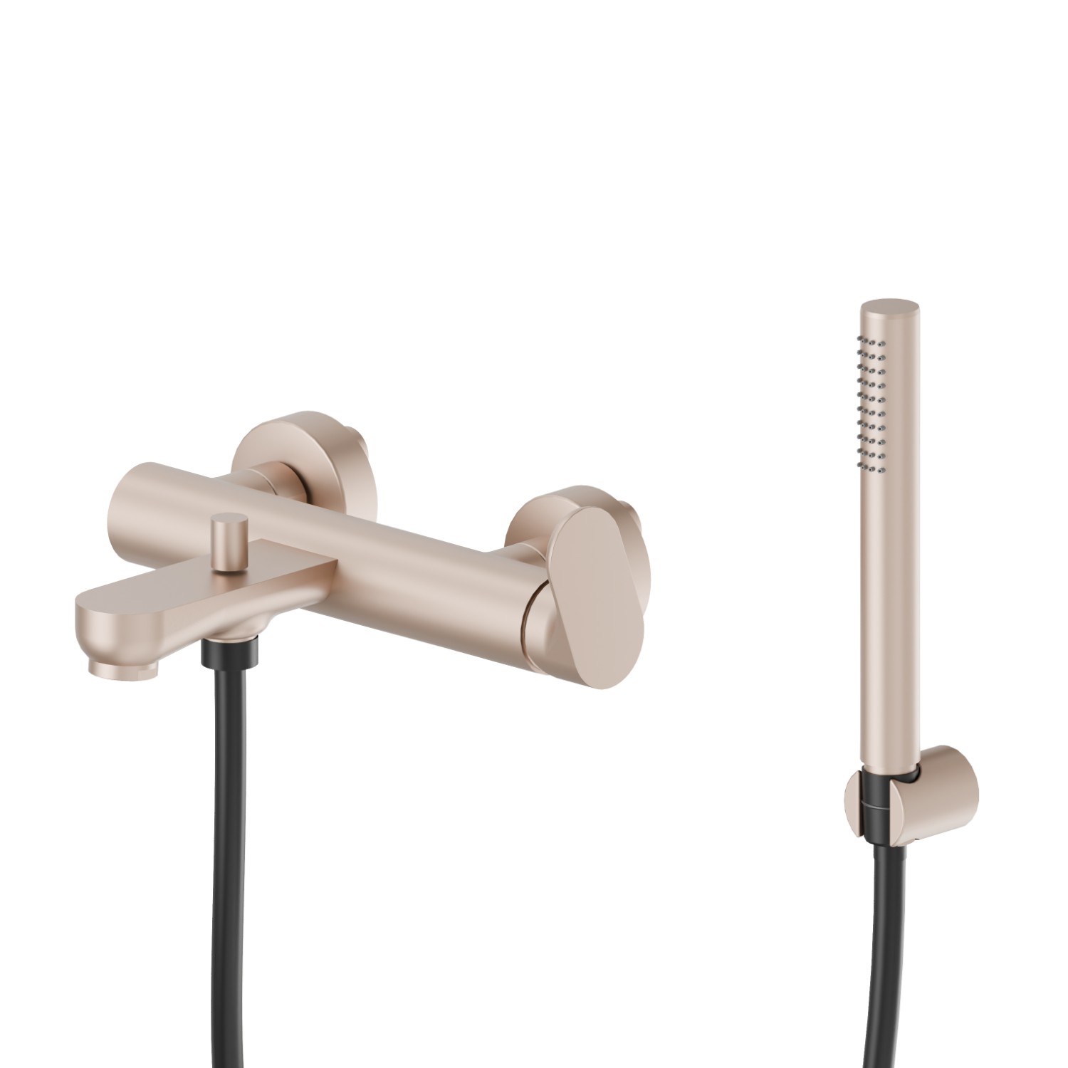 Complete bath group with fixed shower holder, PVC flexible, hand shower - finish Copper Satin