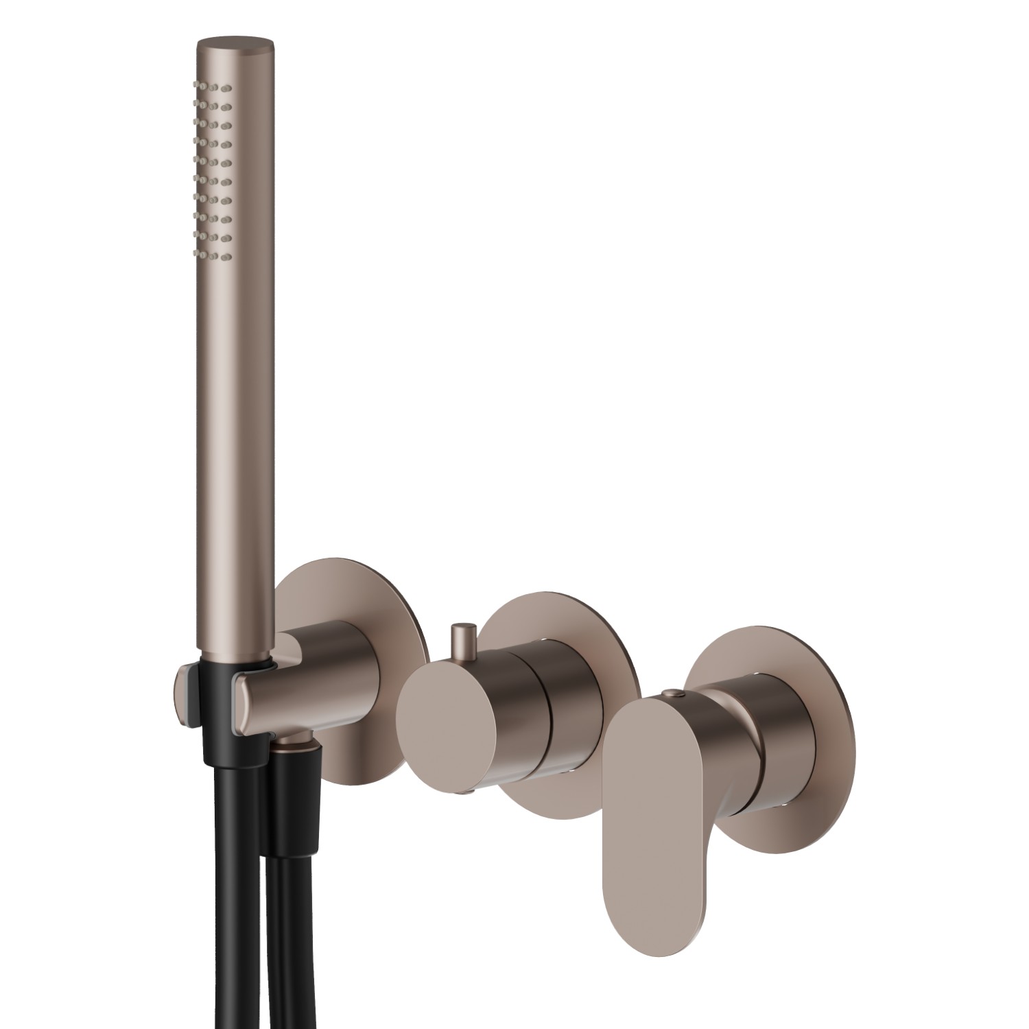 Complete concealed shower group, with shower set and 2 ways out diverter. Ø70 - finish Copper Glossy