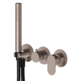 Complete concealed shower group, with shower set and 2 ways out diverter. Ø70 - finish Copper Glossy
