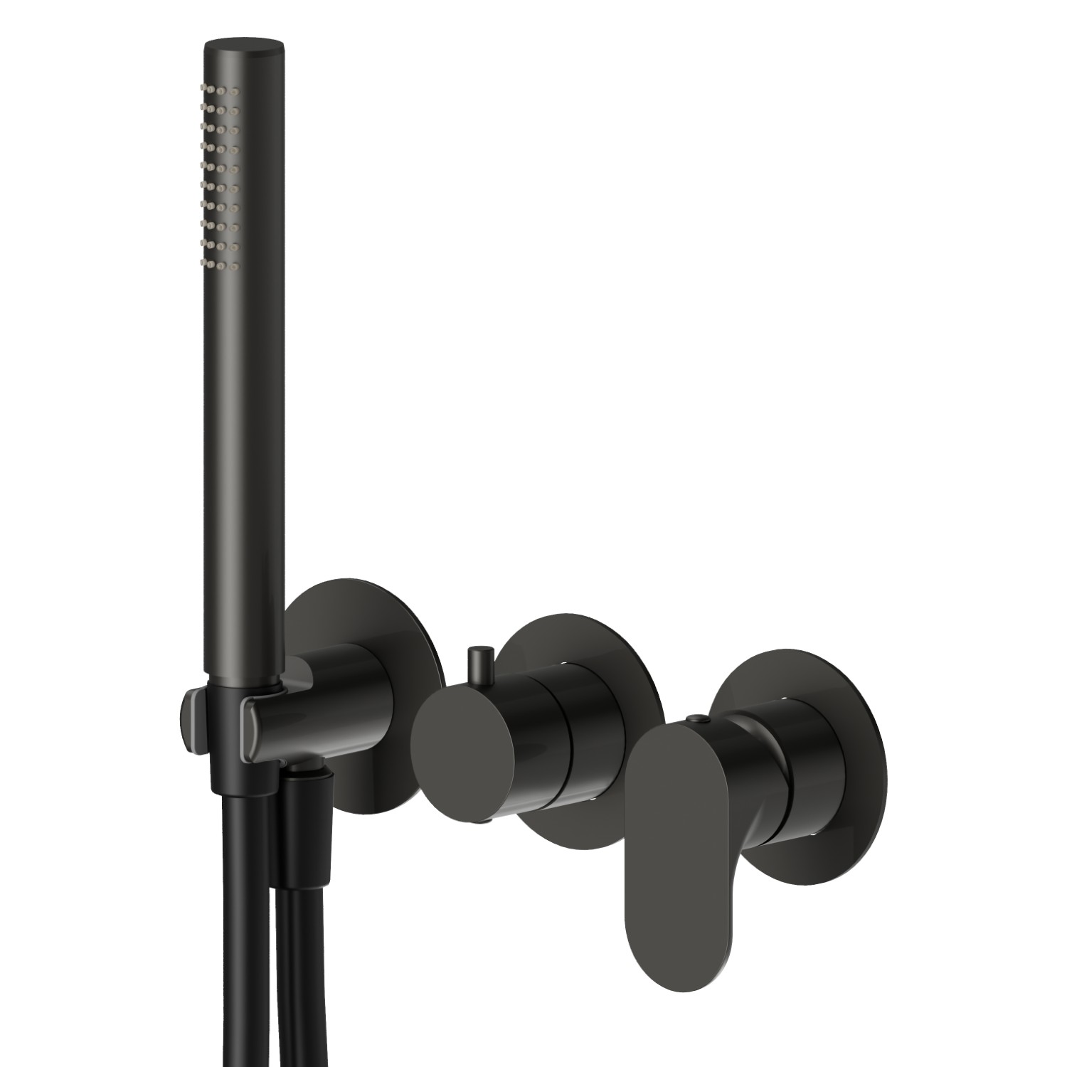 Gruppo doccia da incasso completo di doccetta e deviatore a 2 uscite. Ø70 - finitura Carbon Satin