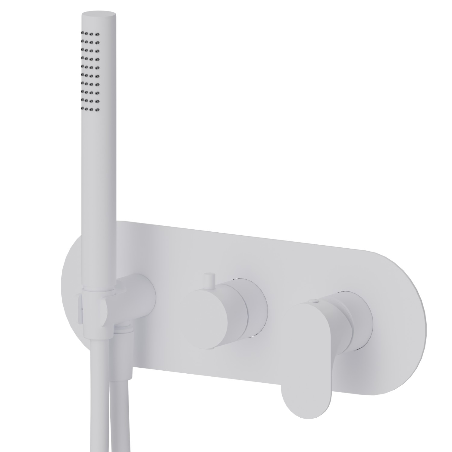 Complete concealed shower group, with shower set and 2 ways out diverter - finish Matt White