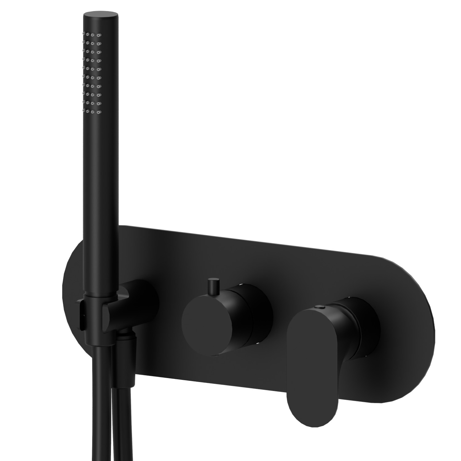 Complete concealed shower group, with shower set and 2 ways out diverter - finish Matt Black