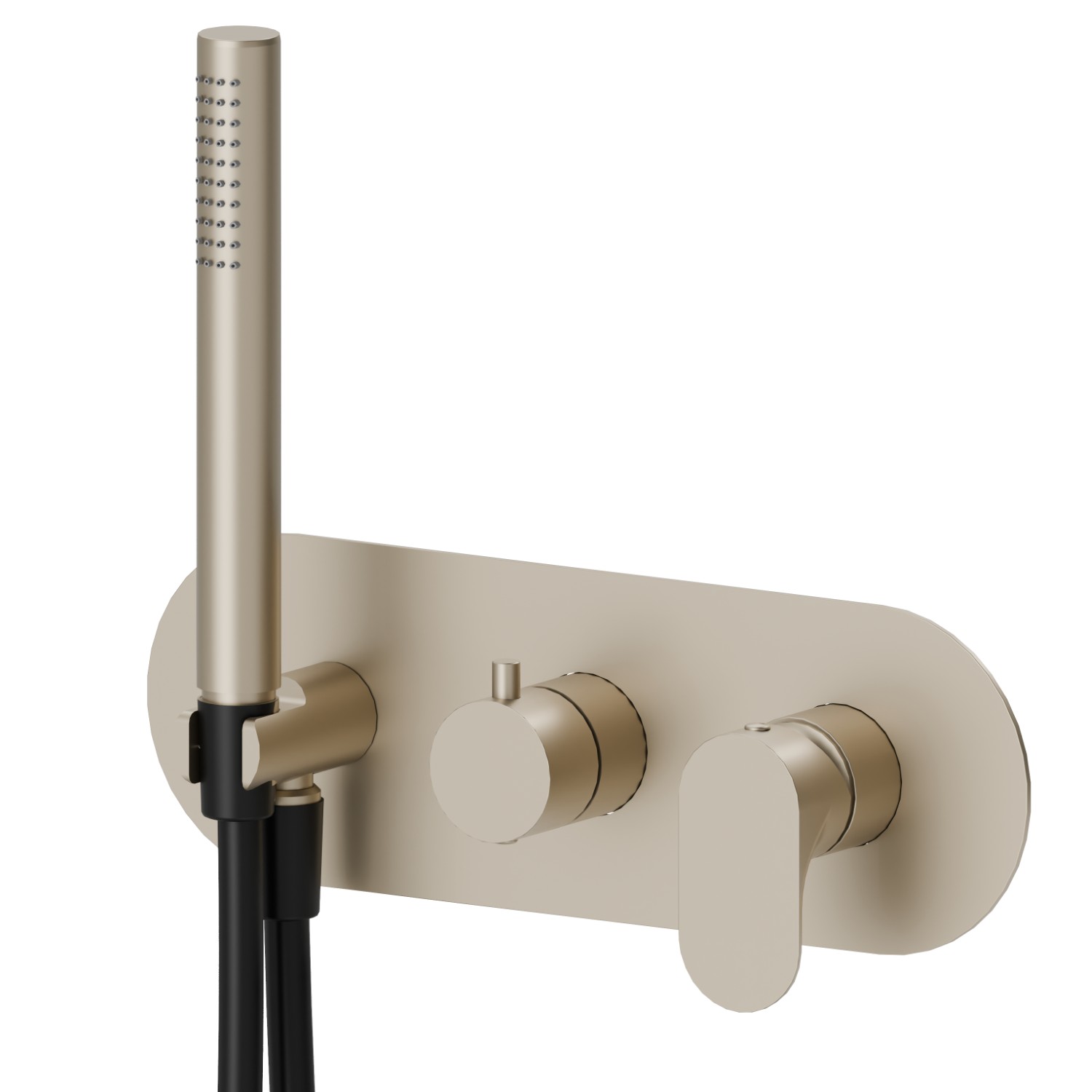 Gruppo doccia da incasso completo di doccetta e deviatore a 2 uscite - finitura Gold Satin