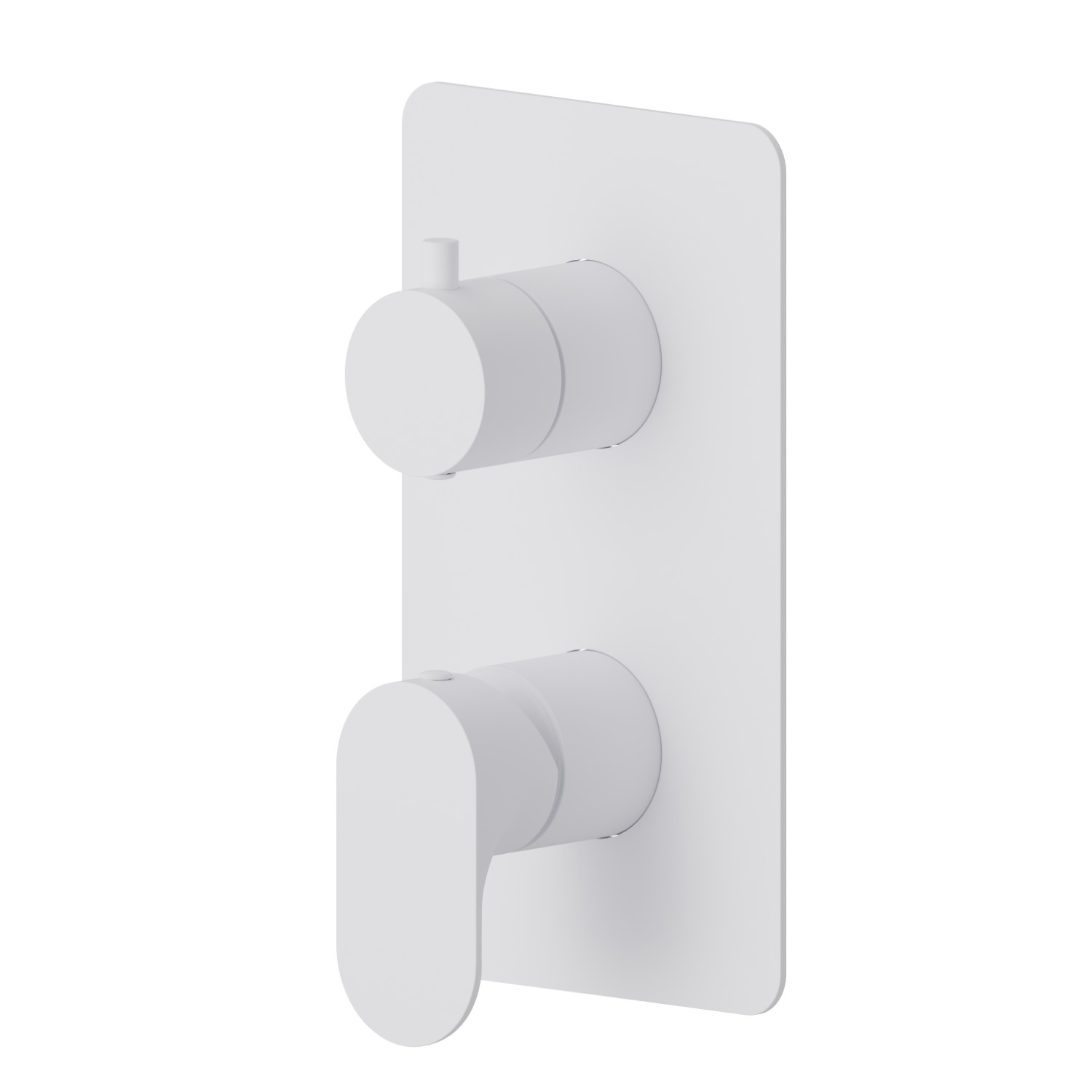 Miscelatore monocomando ad incasso con deviatore meccanico a 2 uscite, ingressi ed uscite da 1/2”. Parte esterna - finitura Bianco opaco