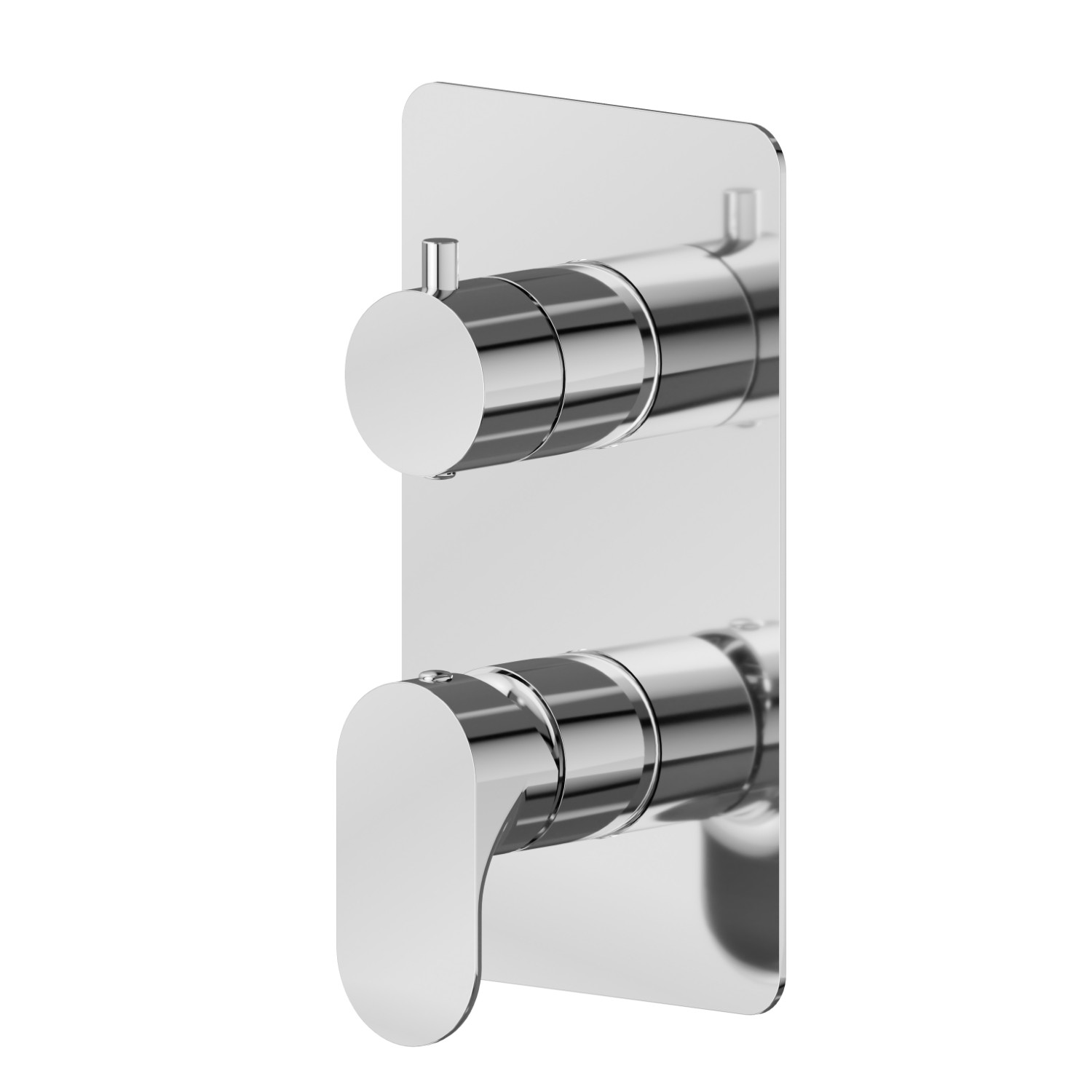 Mitigeur encastré 2 sorties avec inverseur (entrées et sorties de 1/2”). Façade murale - finition Chrome