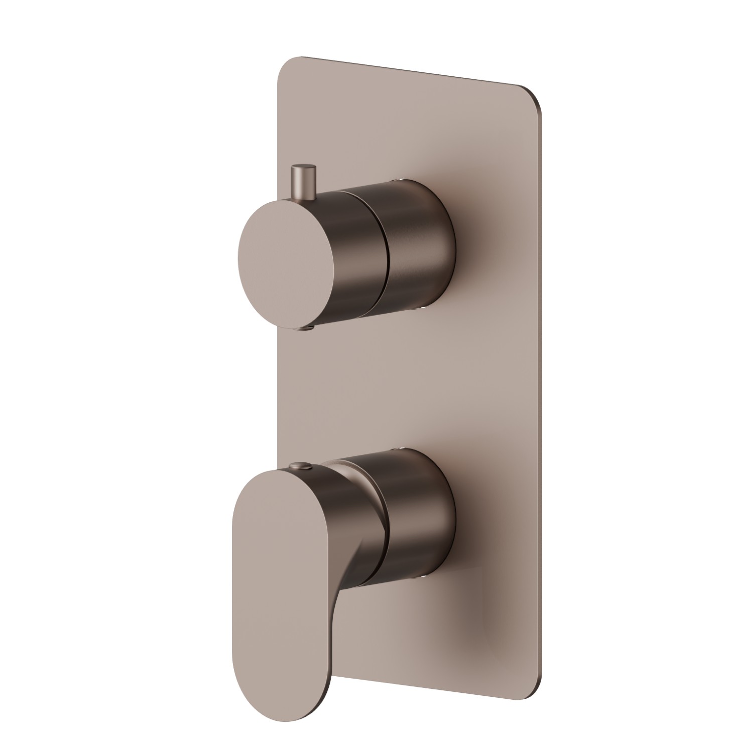 Single lever concealed mixer with 2 ways out mechanical diverter, 1/2” connections. External part - finish Copper Glossy