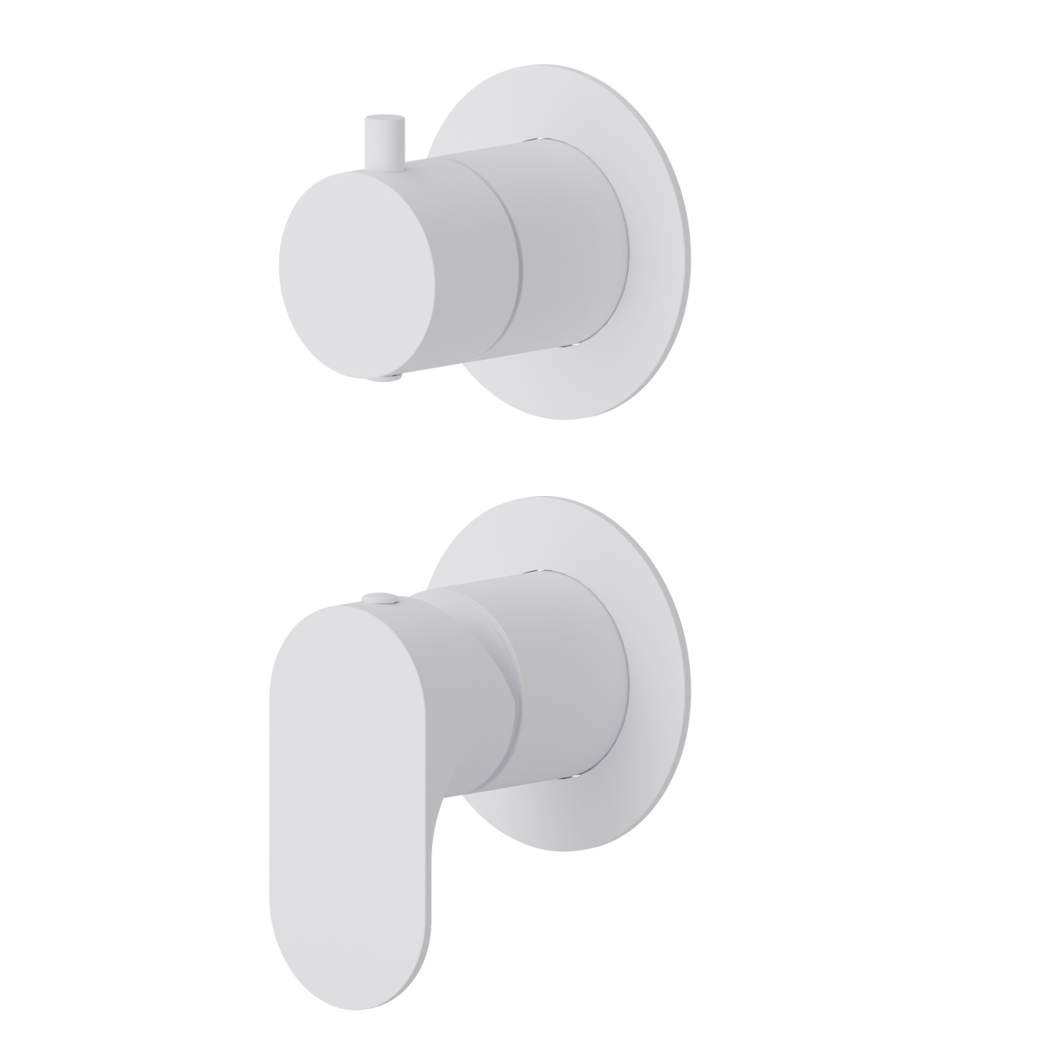 Einbau-einhebelmischer mit mechanischer 2-wege umstellung, 1/2” ein- und ausgänge. Außenteil. Ø70 - oberfläche Weiß matt