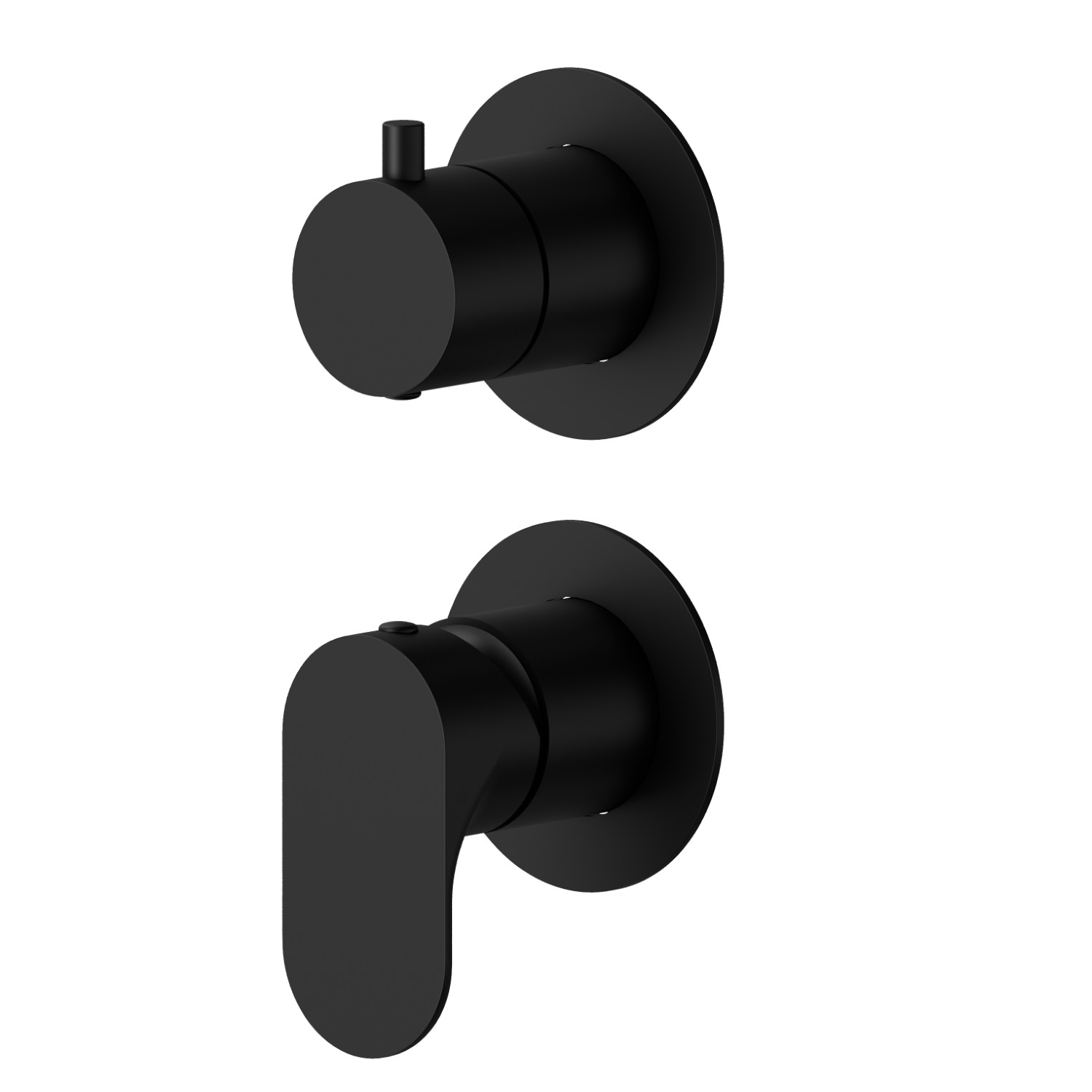 Miscelatore monocomando ad incasso con deviatore meccanico a 2 uscite, ingressi ed uscite da 1/2”. Parte esterna. Ø70 - finitura Nero opaco