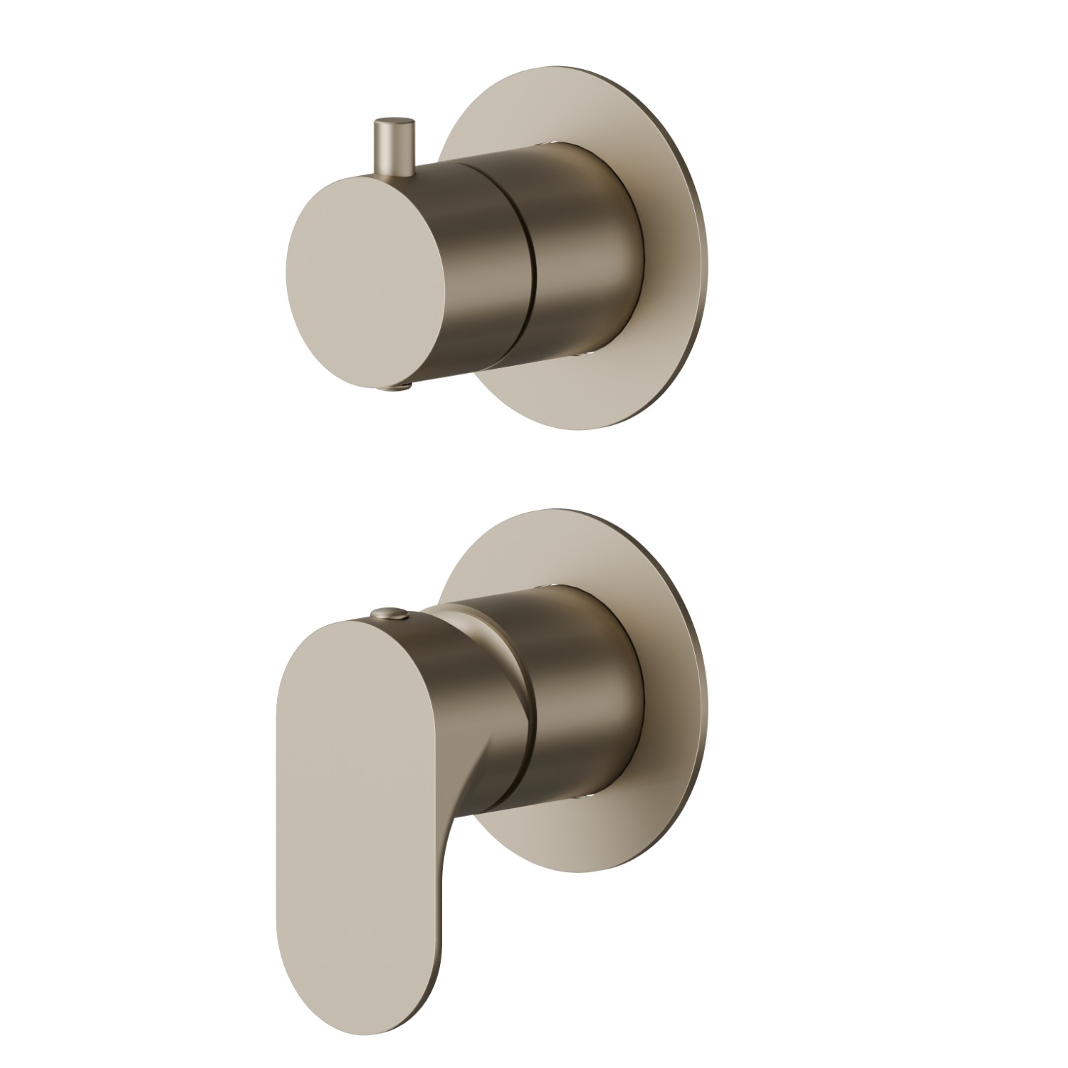 Miscelatore monocomando ad incasso con deviatore meccanico a 2 uscite, ingressi ed uscite da 1/2”. Parte esterna. Ø70 - finitura Gold Satin