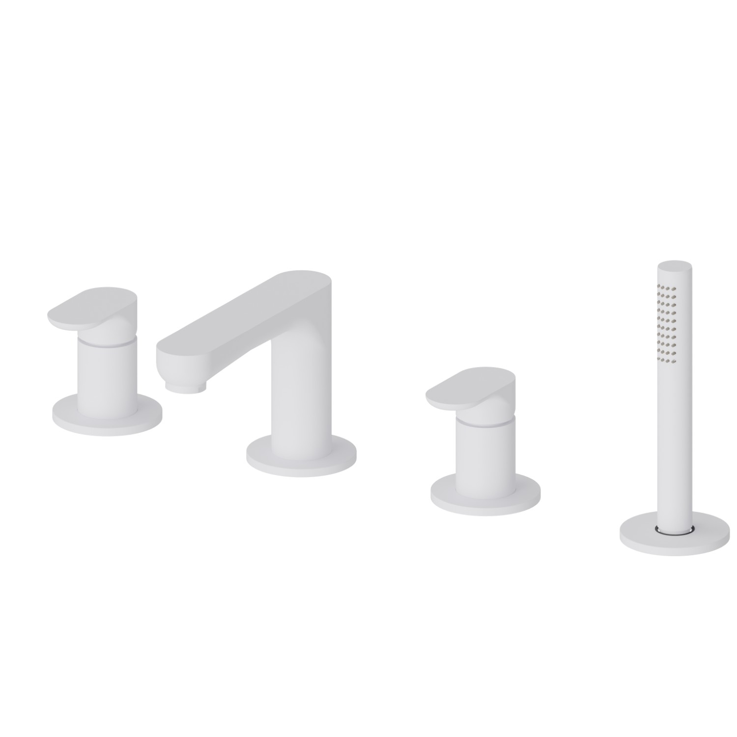 4-hole complete set of deck-mounted mixer - finish Matt White