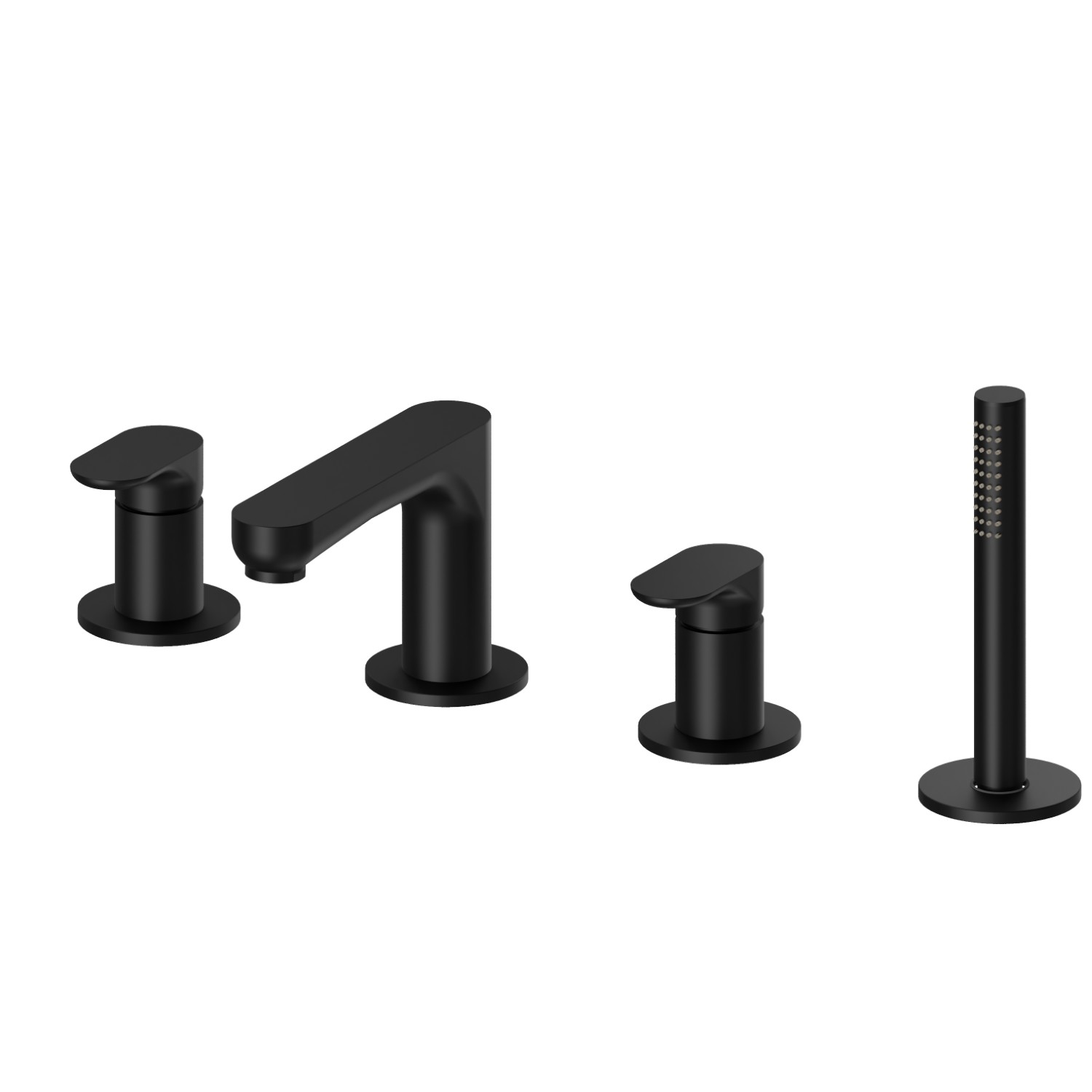 4-hole complete set of deck-mounted mixer - finish Matt Black