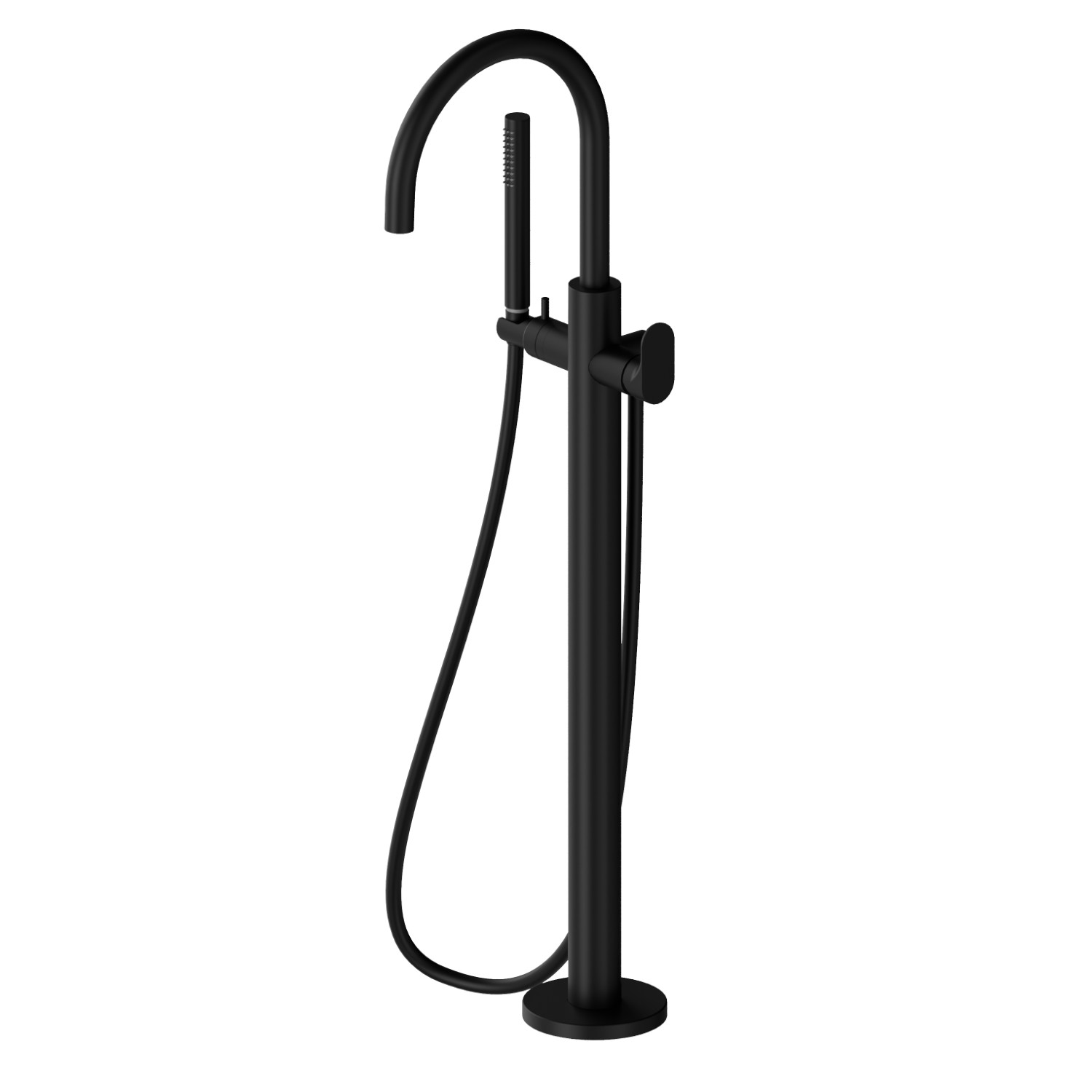 Floor mounted bath group, with mixer, diverter and shower set - finish Matt Black