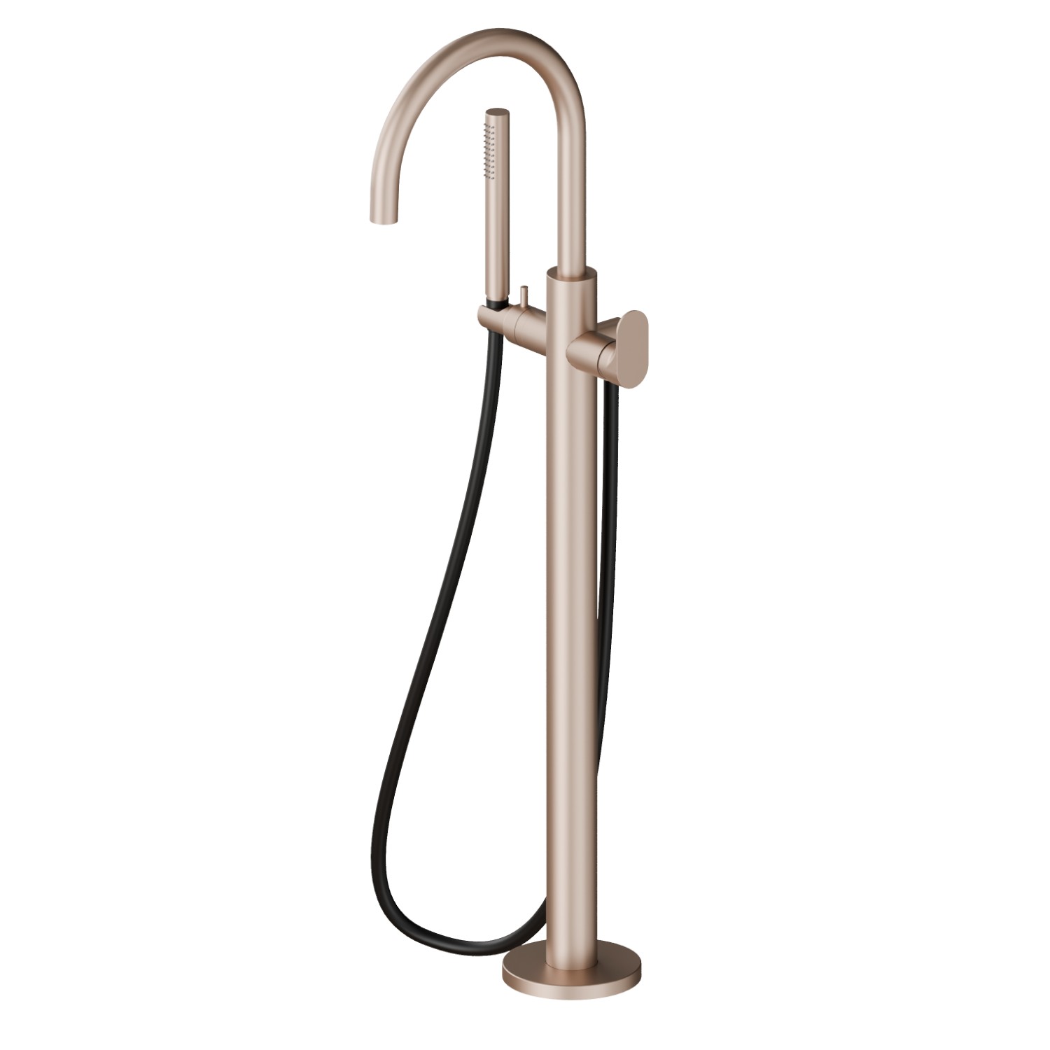 Floor mounted bath group, with mixer, diverter and shower set - finish Copper Satin