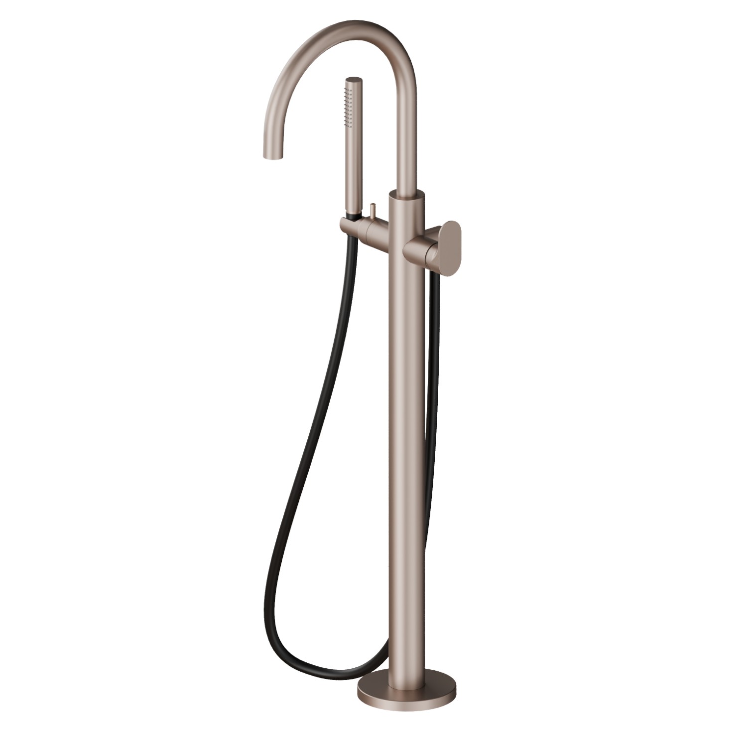 Floor mounted bath group, with mixer, diverter and shower set - finish Copper Glossy