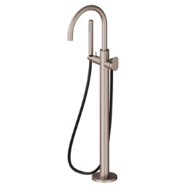Floor mounted bath group, with mixer, diverter and shower set - finish Copper Glossy