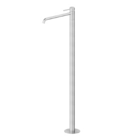 Single lever basin mixer with floor pillar union - finish Stainless Steel