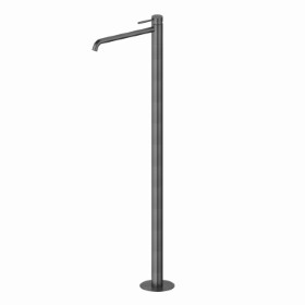 Single lever basin mixer with floor pillar union - finish PVD Brushed Gun Metal