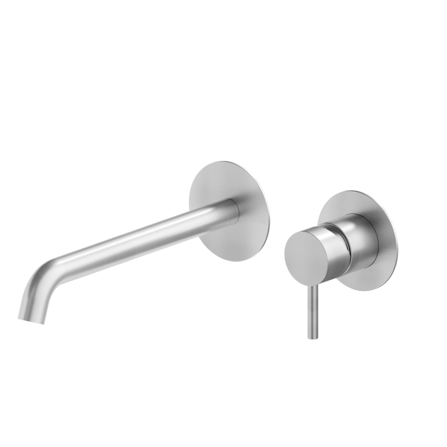 Single lever wall mixer group without pop-up waste set - finish Stainless Steel