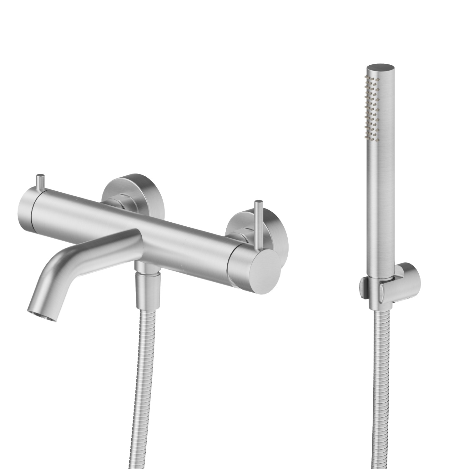 Single lever exposed bath mixer mechanical diverter
bath/shower set - finish Stainless Steel
