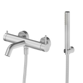 Single lever exposed bath mixer mechanical diverter
bath/shower set - finish Stainless Steel