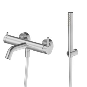Single lever exposed bath mixer mechanical diverter
bath/shower set - finish Stainless Steel