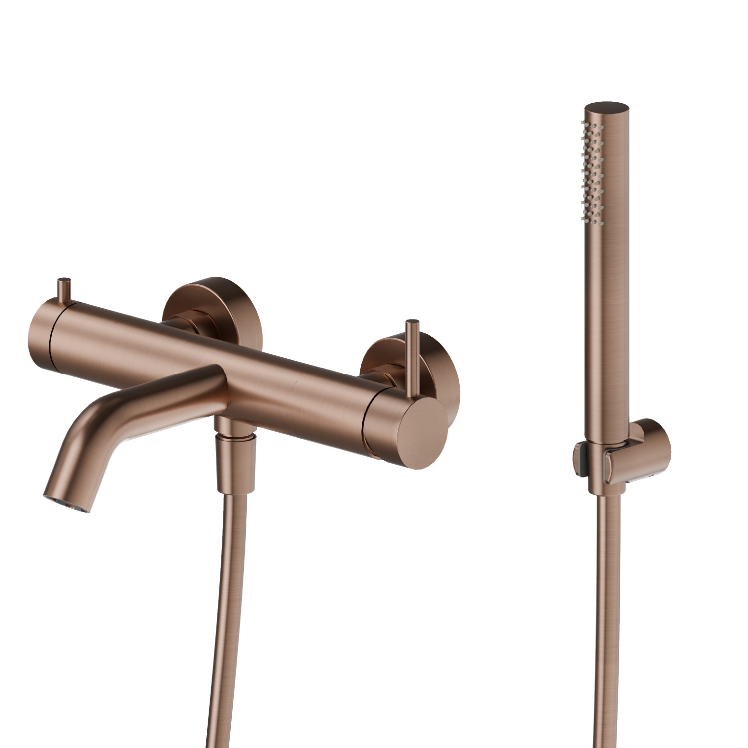 Single lever exposed bath mixer mechanical diverter
bath/shower set - finish PVD Brushed Copper Bronze