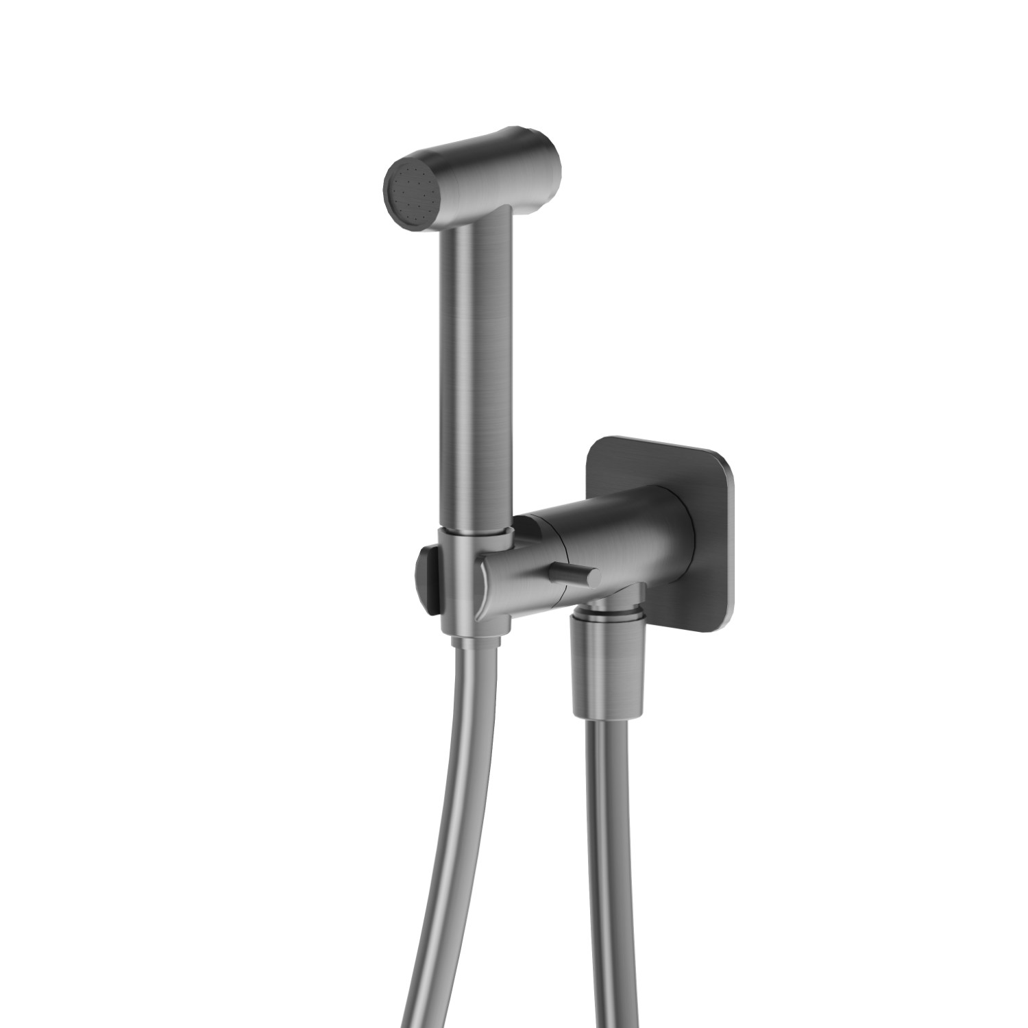 WC-Handbrause aus Edelstahl mit Ein/Aus-Hebel, multifunktionalem Strahl kaltes Wasser - oberfläche PVD  Gun Metal gebürstet