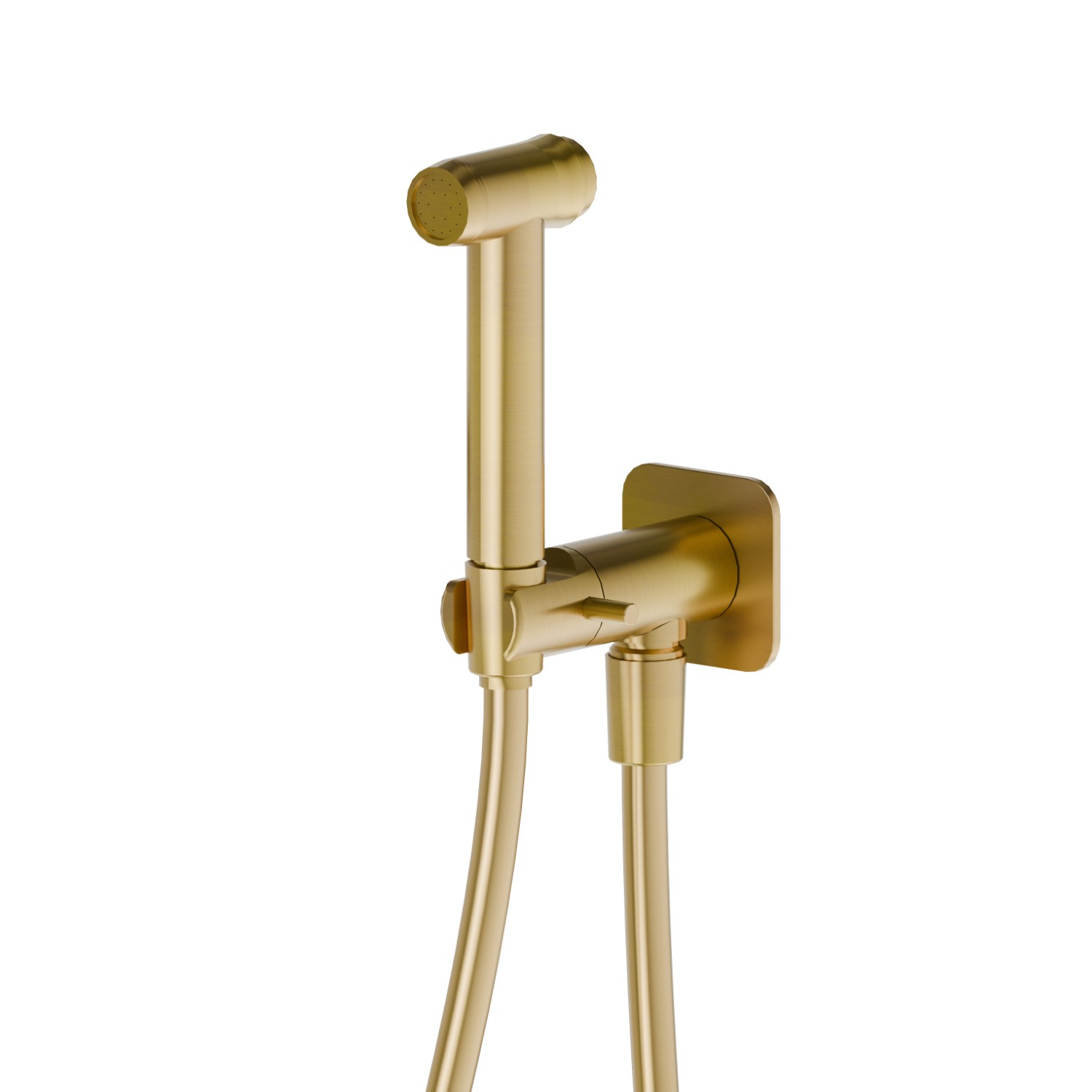 Douchette en acier inox pour WC avec levier on/off, jet multifonction eau froide - finition PVD Brushed Gold