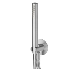 Stainless steel complete shower set, with hand shower, flexible and wall union with shower holder. Ø70 - finish Stainless Steel