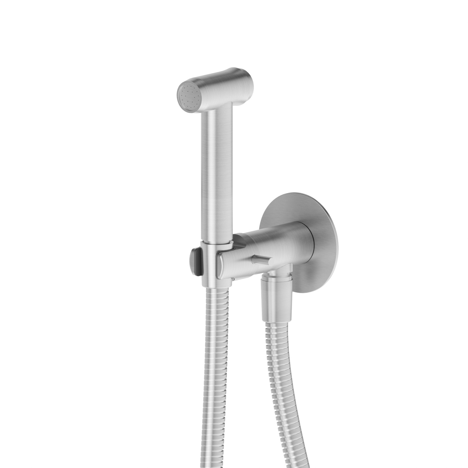 Stainless steel handspray for WC with on/off lever, cold water multi-functional jet. - finish Stainless Steel
