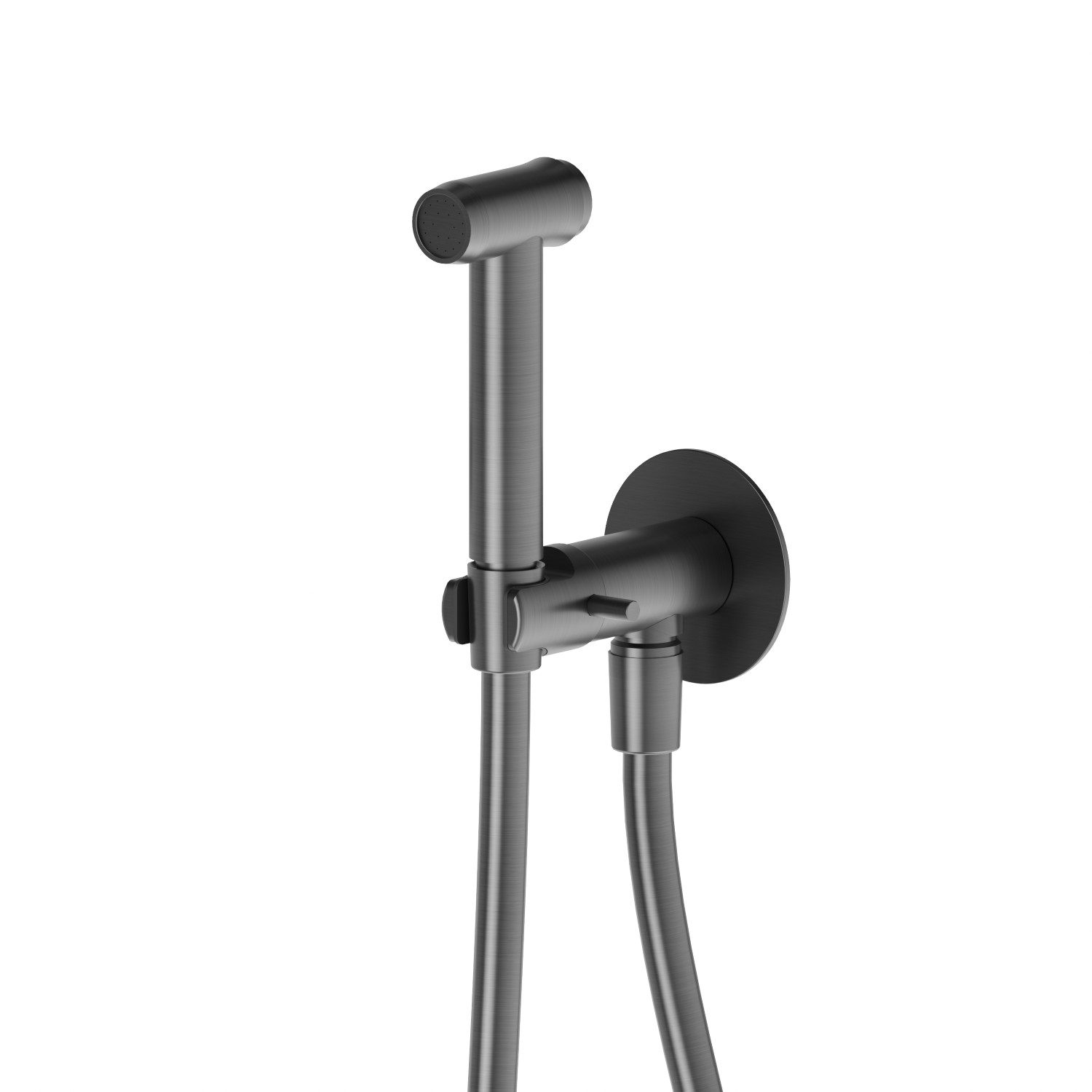 Stainless steel handspray for WC with on/off lever, cold water multi-functional jet. - finish PVD Brushed Gun Metal