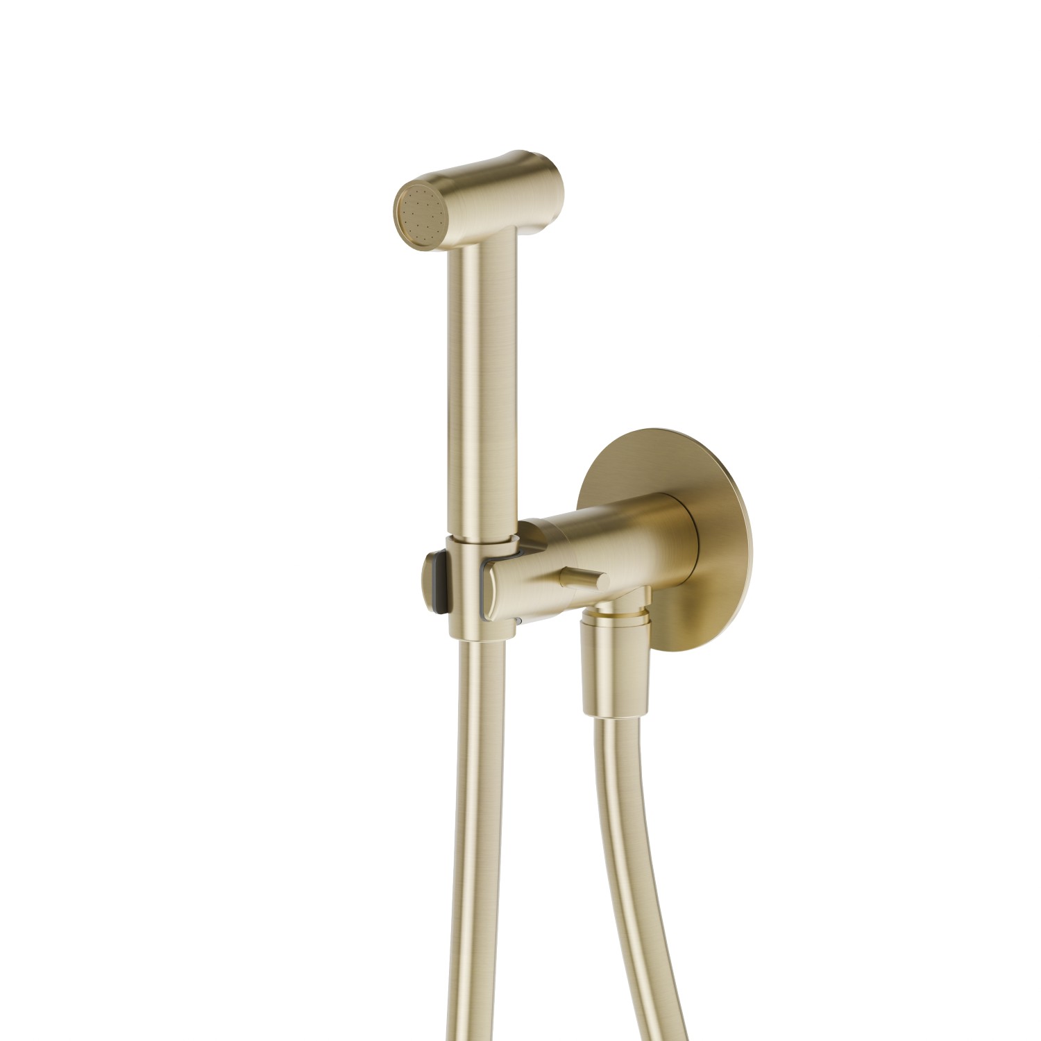 Stainless steel handspray for WC with on/off lever, cold water multi-functional jet. - finish PVD Brushed Pale Gold