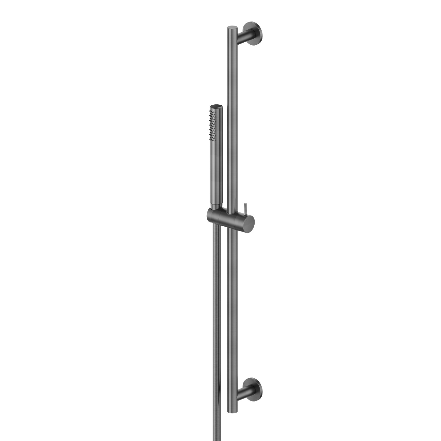 Barre coulissante en acier inox, composée d’une douchette et d’un flexible L=150 cm - finition PVD Brushed Gun Metal