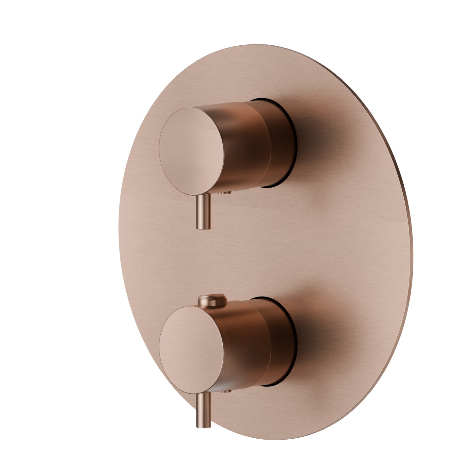 Miscelatore termostatico ad incasso, con comando per la regolazione della temperatura e deviatore a 2 uscite. Parte esterna - finitura PVD Brushed Copper Bronze
