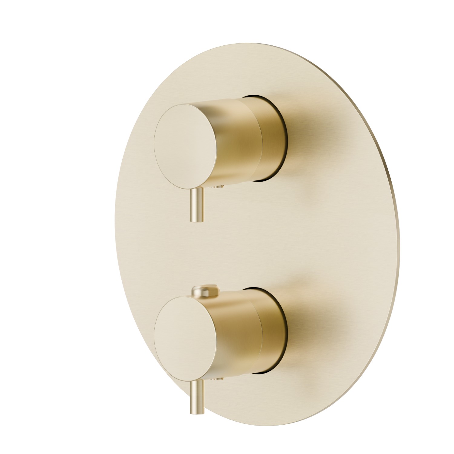 Concealed thermostatic mixer, with one handle for temperature control and 2 ways out diverter. External part - finish PVD Brushed Gold