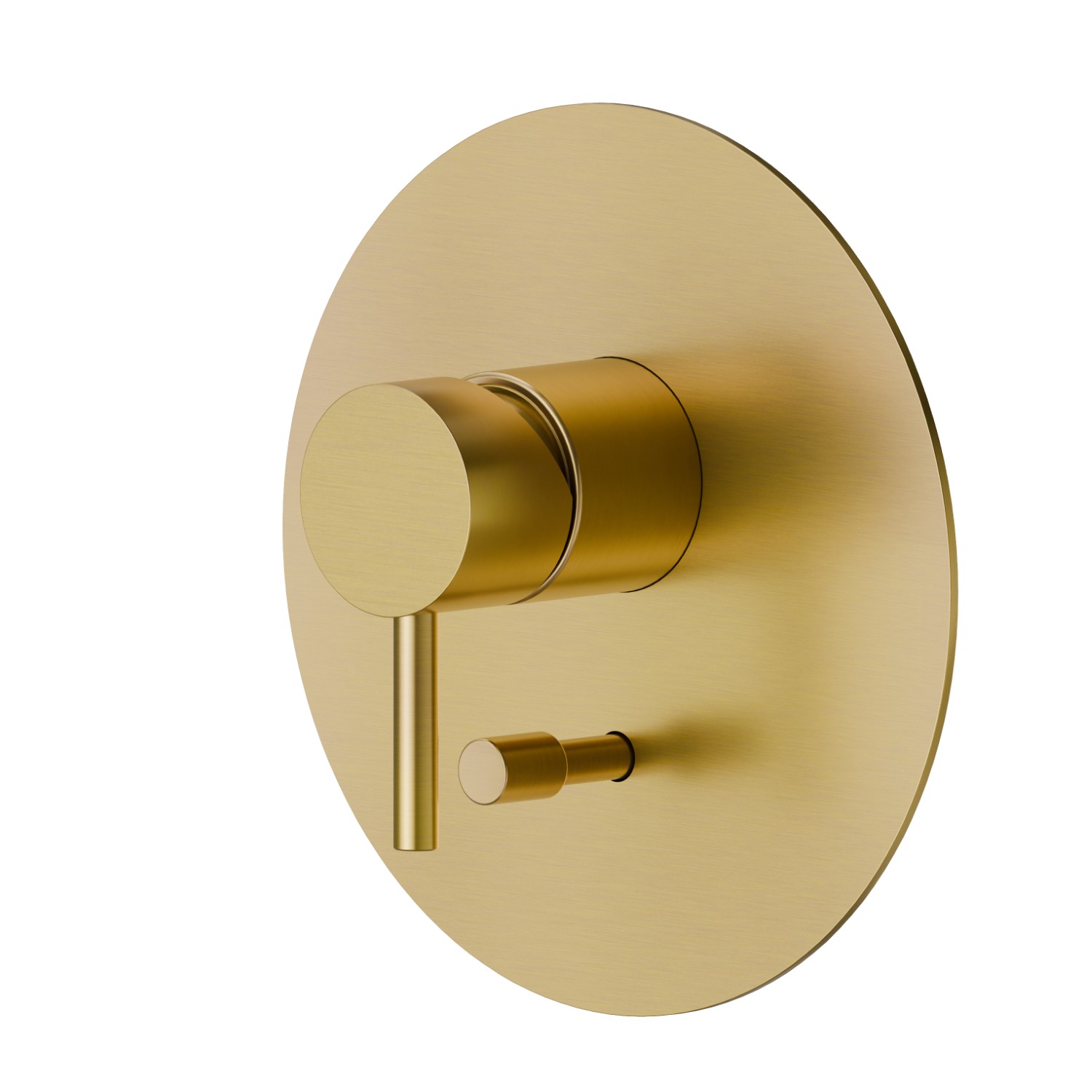 Mitigeur encastré 2 sorties avec inverseur automatique (entrées et sorties de 1/2”). Façade murale - finition PVD Brushed Gold