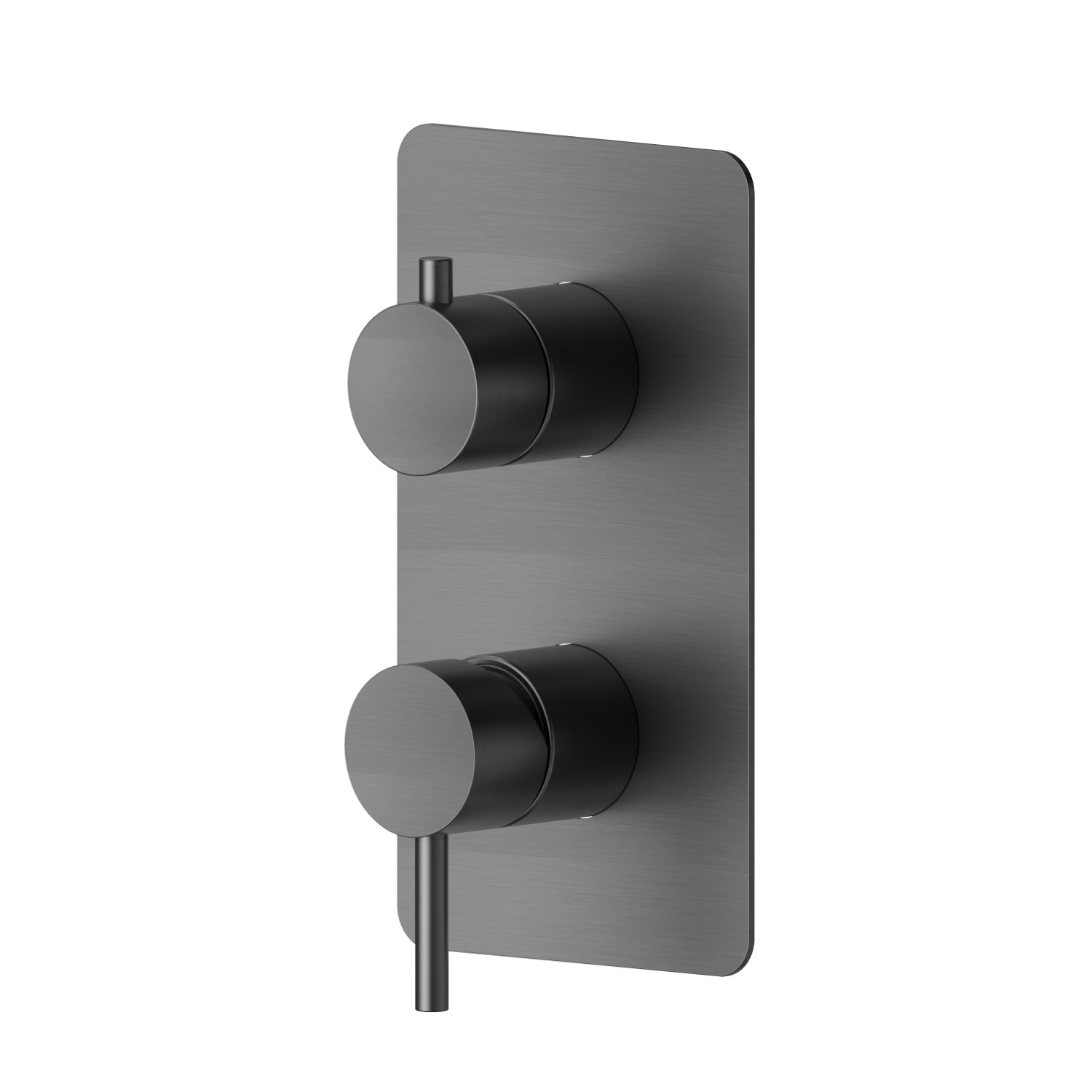 Miscelatore monocomando ad incasso con deviatore meccanico a 2 uscite, ingressi ed uscite da 1/2”. Parte esterna - finitura PVD Brushed Gun Metal