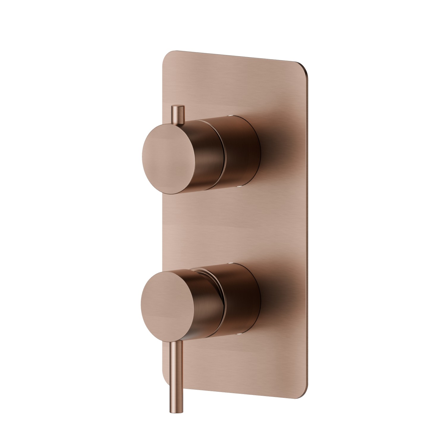 Mitigeur encastré 2 sorties avec inverseur (entrées et sorties de 1/2”). Façade murale - finition PVD Brushed Copper Bronze