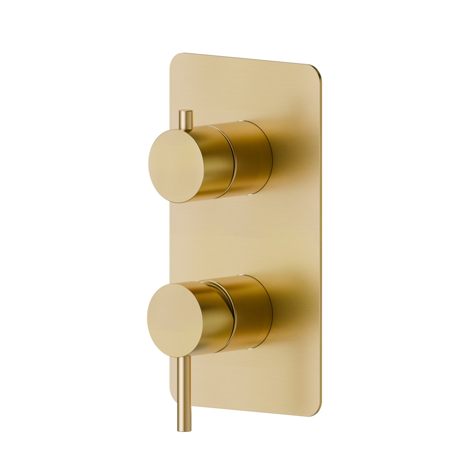 Mitigeur encastré 2 sorties avec inverseur (entrées et sorties de 1/2”). Façade murale - finition PVD Brushed Gold