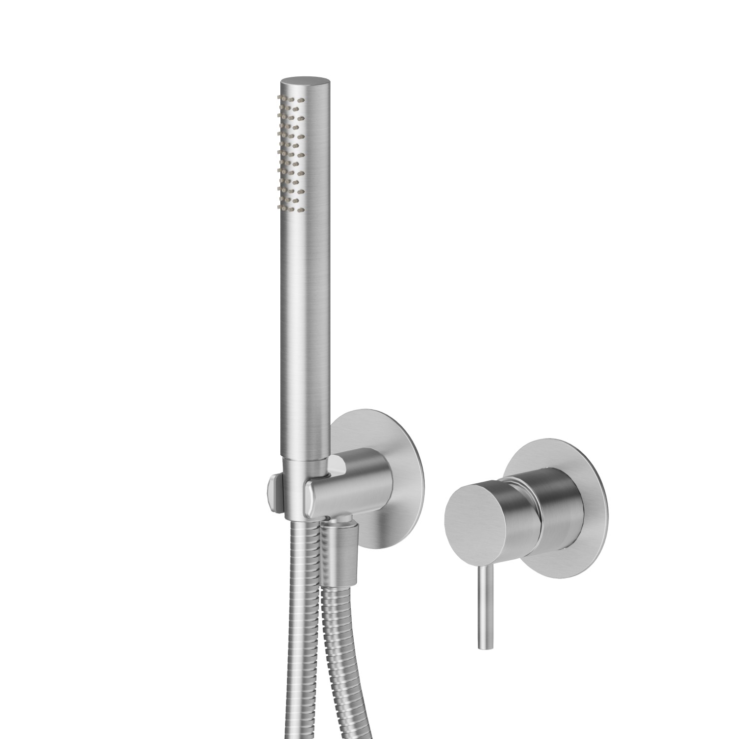 Complete concealed shower group, with shower set and mixer. Ø70 - finish Stainless Steel