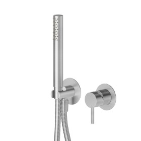 Complete concealed shower group, with shower set and mixer. Ø70 - finish Stainless Steel
