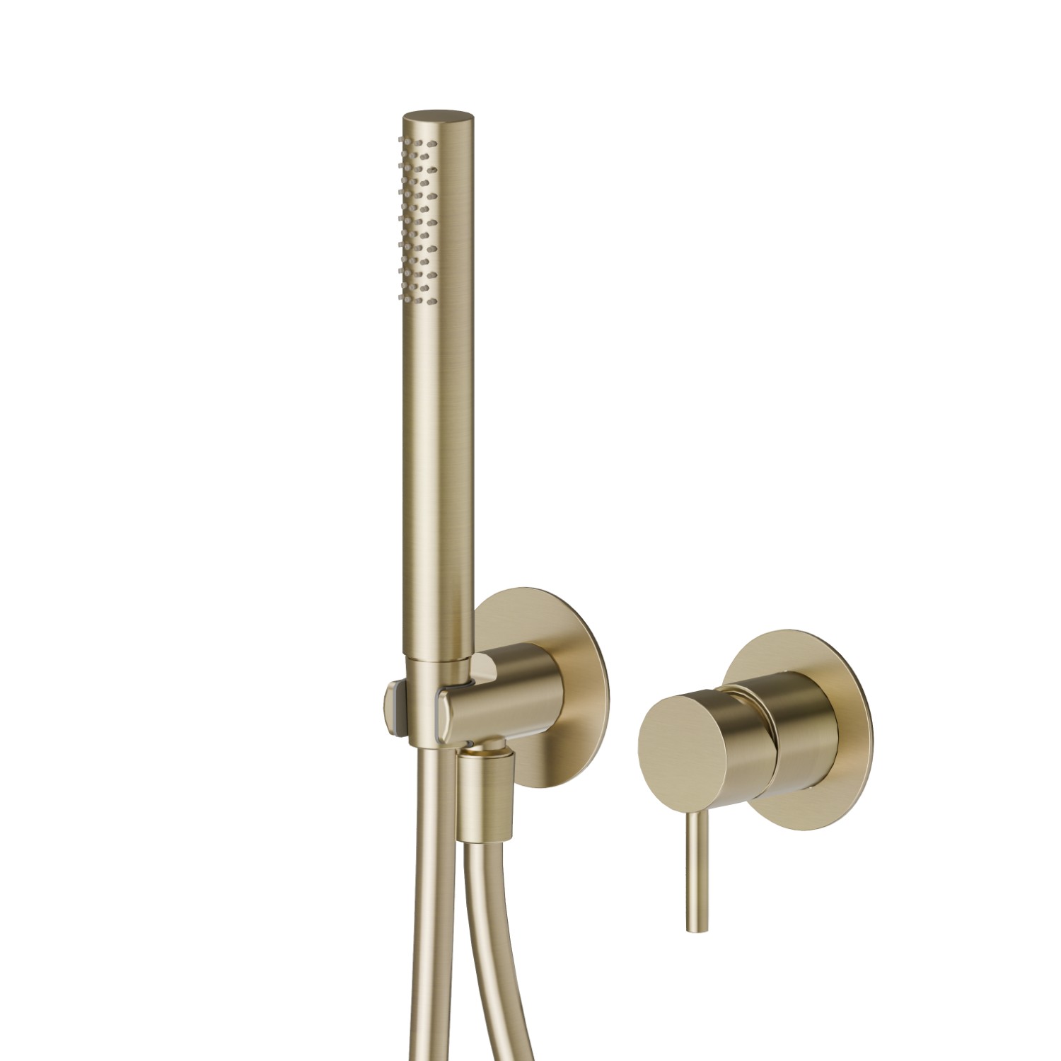 Complete concealed shower group, with shower set and mixer. Ø70 - finish PVD Brushed Pale Gold