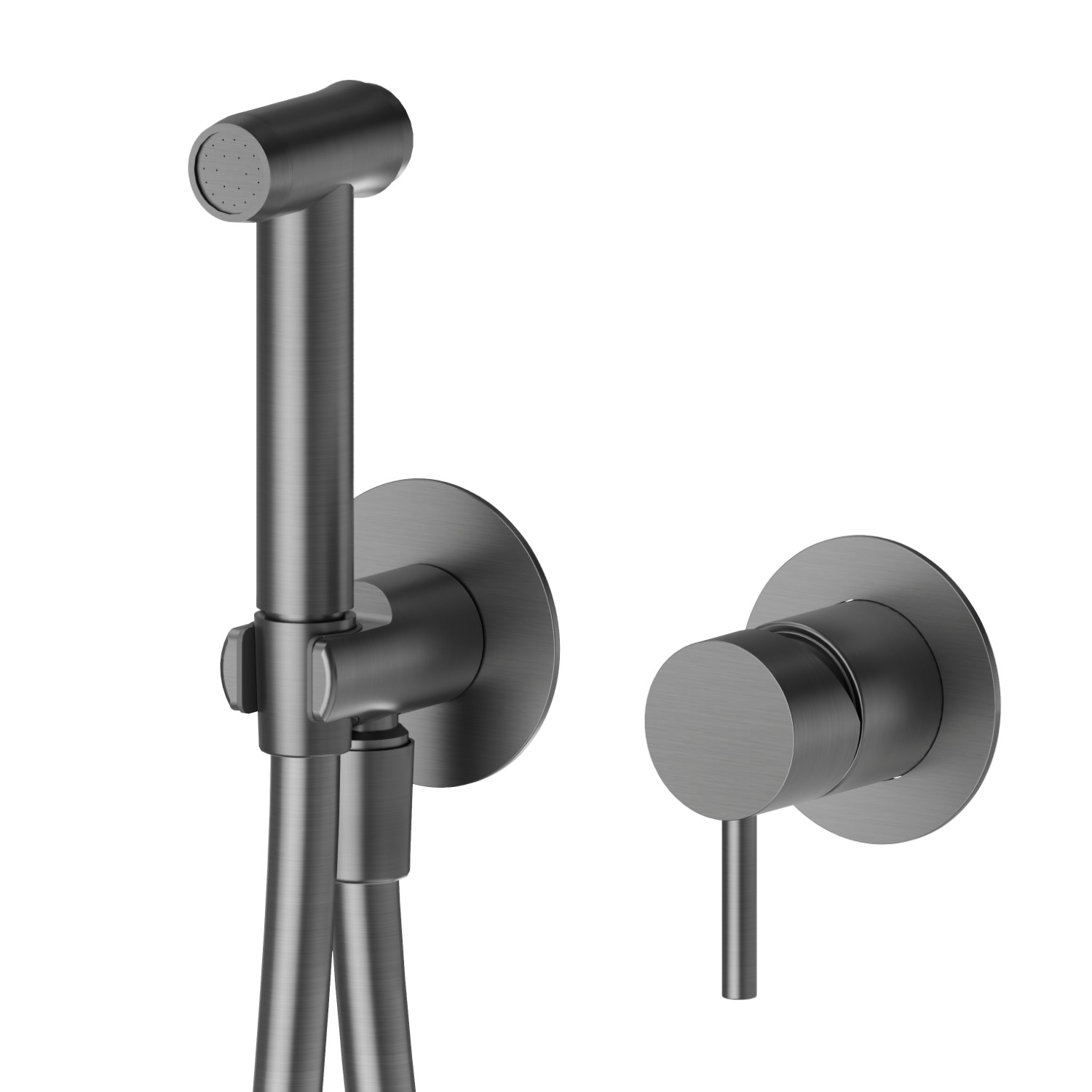 Miscelatore monocomando acqua calda e fredda per igiene intima e wc. Parte esterna - finitura PVD Brushed Gun Metal