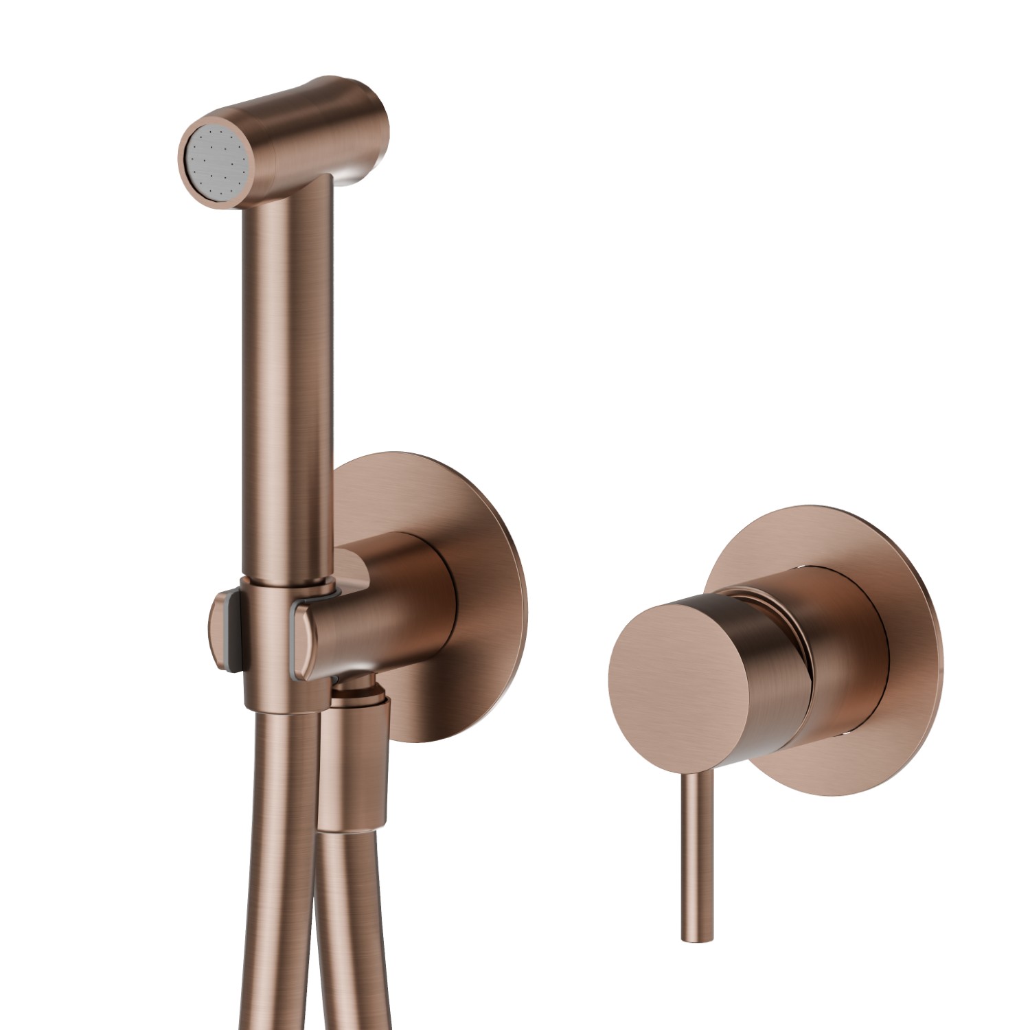 Mitigeur monocommande, eau chaude et froide, pour toilette intime et wc - finition PVD Brushed Copper Bronze
