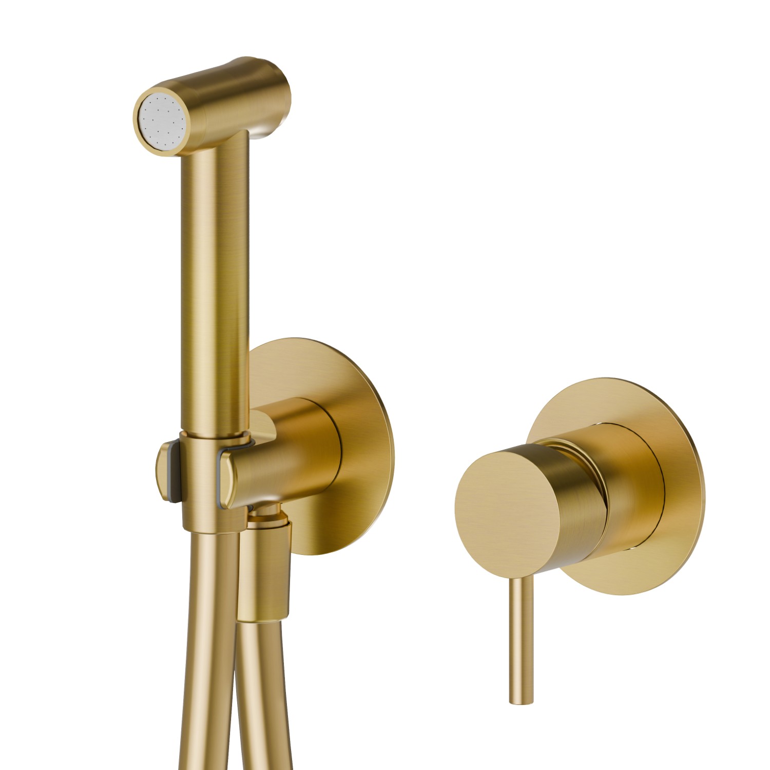 Miscelatore monocomando acqua calda e fredda per igiene intima e wc. Parte esterna - finitura PVD Brushed Gold