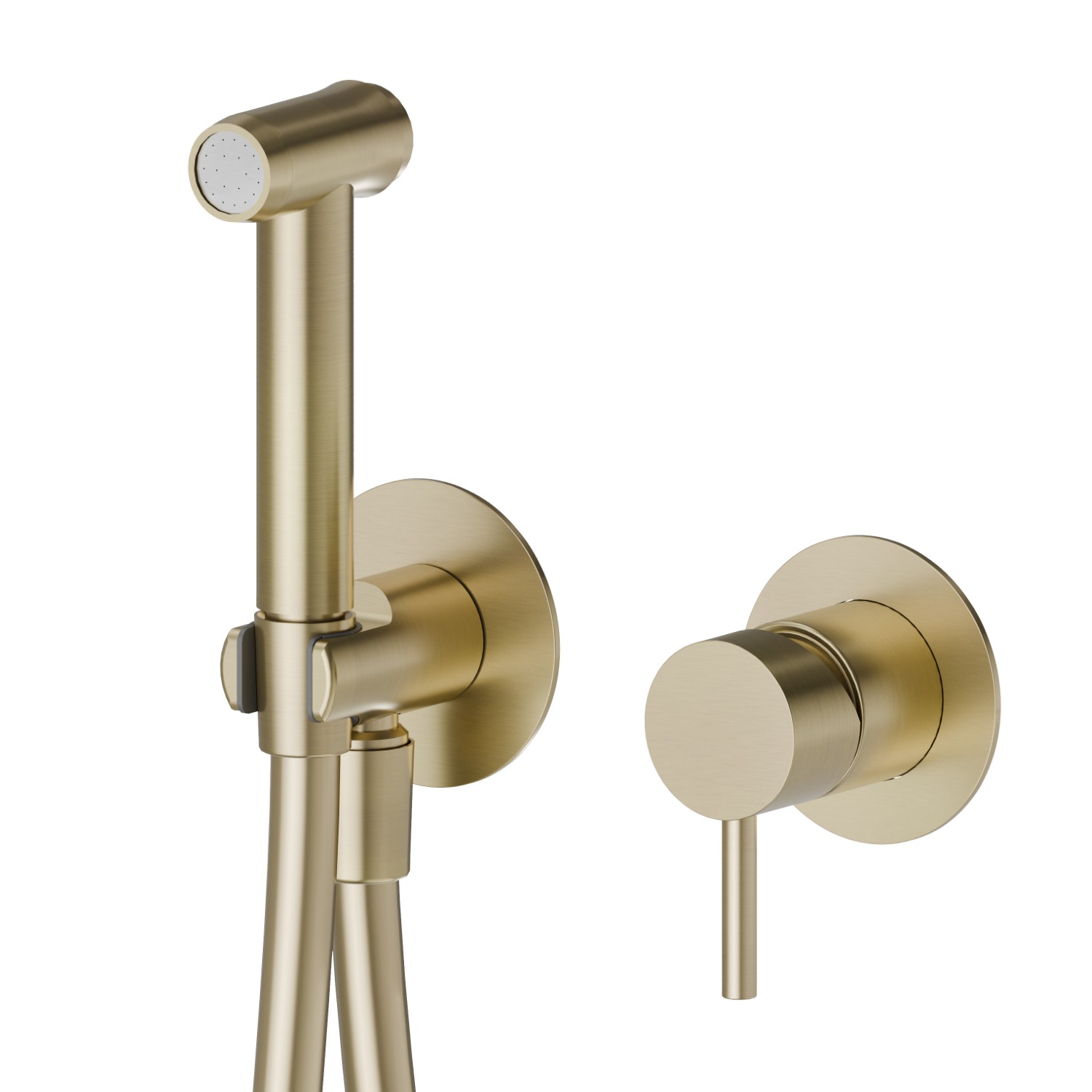 Mitigeur monocommande, eau chaude et froide, pour toilette intime et wc - finition PVD Brushed Pale Gold